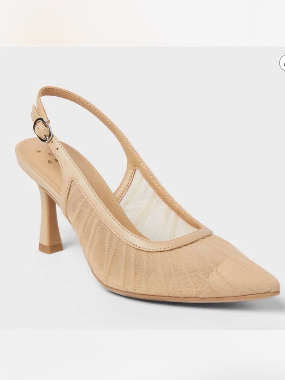 Size 7-Beige Pointed-Toe Slingback Pump